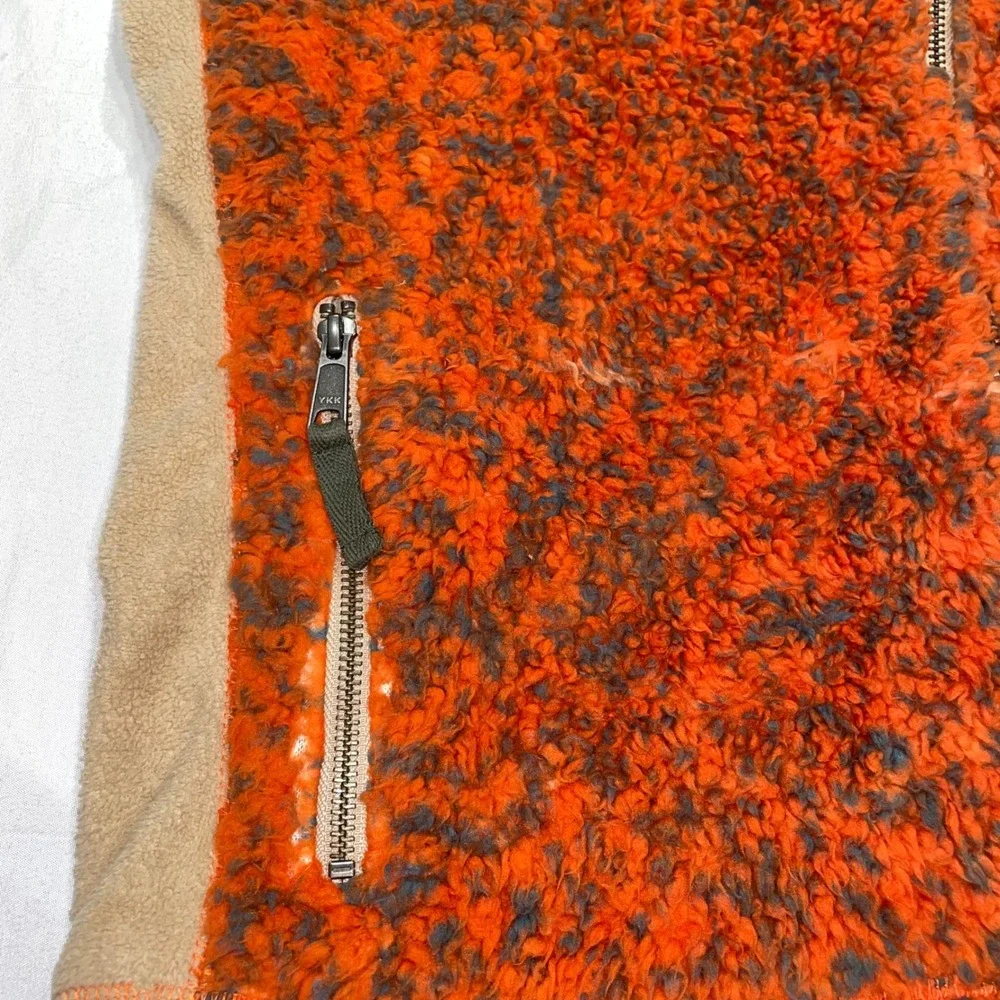 Southern Marsh Mens Sherpa Fleece Vest Orange Gray Full Zip Medium Pockets‎